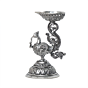 Silver Finish Peacock Diya for Home Temple, Aarti & Festival Decor BH12085