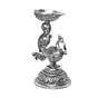 Silver Finish Peacock Diya for Home Temple, Aarti & Festival Decor BH12085