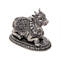 Decorative Silver Finish Nandi Murti for Pooja Room & Spiritual Decor BH12087