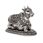 Decorative Silver Finish Nandi Murti for Pooja Room & Spiritual Decor BH12087