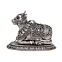 Decorative Silver Finish Nandi Murti for Pooja Room & Spiritual Decor BH12087