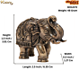 Brass Elephant Mini Idol Small Decorative Lucky Elephant Statue for Home, Office & Gift BH12272