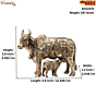 Brass Kamdhenu Cow with Calf Idol Sacred Gau Mata Statue for Home Temple, Vastu & Gift, BH12275