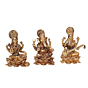 Brass Ganesh Lakshmi Saraswati Idol Set with Velvet Box BHB09985