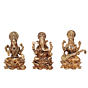 Brass Ganesh Lakshmi Saraswati Idol Set with Velvet Box BHB09985