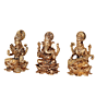 Brass Ganesh Lakshmi Saraswati Idol Set with Velvet Box BHB09985