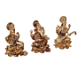 Brass Ganesh Lakshmi Saraswati Idol Set with Velvet Box BHB09985