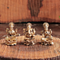 Brass Ganesh Lakshmi Saraswati Idol Set with Velvet Box BHB09985