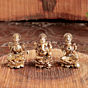 Brass Ganesh Lakshmi Saraswati Idol Set with Velvet Box BHB09985
