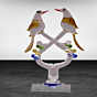 Crystal Birds Pair Glass Showpiece