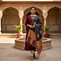 Black Applique Ajrakh Patchwork Dupatta | Multicolor Ethnic Stole