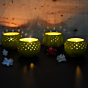 DOME Tealight Holders_Green  Set of 4 With Complimentary HD Candles 