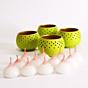 DOME Tealight Holders_Green  Set of 4 With Complimentary HD Candles 