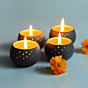 DOME Tealight Holders_Grey  Set of 4 With Complimentary HD Candles 