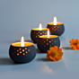 DOME Tealight Holders_Grey  Set of 4 With Complimentary HD Candles 