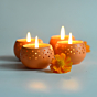 DOME Tealight Holders Orange  Set of 4 with HD Candles FREE