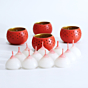 DOME Tealight Holders_Red  Set of 4 With Complimentary HD Candles 
