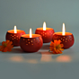 DOME Tealight Holders_Red  Set of 4 With Complimentary HD Candles 