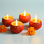 DOME Tealight Holders_Red  Set of 4 With Complimentary HD Candles 