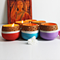 Mini Multicolored Tea Light Holders Set of 6 with Complimentary HD Candles FREE