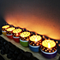 Multicolured Tea Light Holders with Complimentary Candles | Set of 6 | 