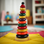 Channapatna Wooden Stacking Rings Game Toy for Kids  Develop Hand Eye Coordination & Fine Motor Skills 1 Year & above 10 Rings  Multicolour 