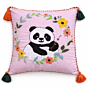 Handmade Panda Embroidered Cushion Cover