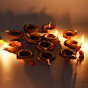 Golden Ring Motiff Diya Diwali Special - Set Of 12 Diyas & Cotton Wicks