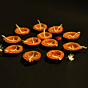 Golden Ring Motiff Diya Diwali Special - Set Of 12 Diyas & Cotton Wicks
