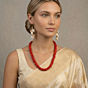 Red Jute Layered Necklace Set