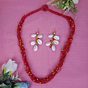 Red Jute Layered Necklace Set
