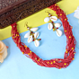 Red Jute Layered Necklace Set