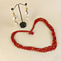 Red Jute Layered Necklace Set
