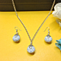 Handcrafted Silver & Grey Gemstone Pendant Necklace Set