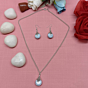 Handcrafted Silver & Grey Gemstone Pendant Necklace Set