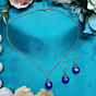 Handcrafted Silver & Royal Blue Gemstone Pendant Necklace Set