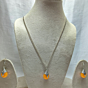 Handcrafted Silver & Amber Gemstone Pendant Necklace Set