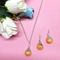 Handcrafted Silver & Amber Gemstone Pendant Necklace Set