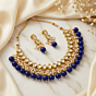 Handcrafted Kundan Blue Choker Necklace Set