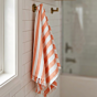 Handloom Cotton Striped Bath Towel | Orange & White