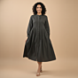 Handcrafted Cotton Tunic Black Dress | Large