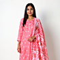 Handloom Unstitched Cotton Suit with Dupatta | Coral Pink