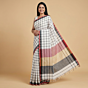 Handloom Checkered White Gamcha Saree with Blouse