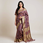 Purple Tussar Muga Silk Banarasi Saree with Blouse