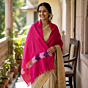 Handwoven Kullu Woollen Stole for Women | Pink