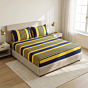 Handloom Satin Blue & Yellow Double Bedsheet