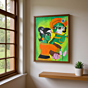 Handmade Radha-Krishna Love Abstract Painting | With Frame