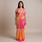 Handloom Kerala Cotton Saree (Pink) with buttas