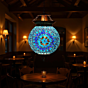 Handcrafted Antique Mosaic Pendant Light or Hanging Lamp (Light Blue)