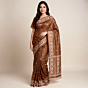 Handloom Tussar Cotton Brown Saree with Blouse Piece 